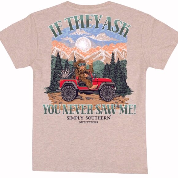 Simply Southern Sasquatch If They Ask You Never Saw Me Short Sleeve T-Shirt NEW - Picture 1 of 7